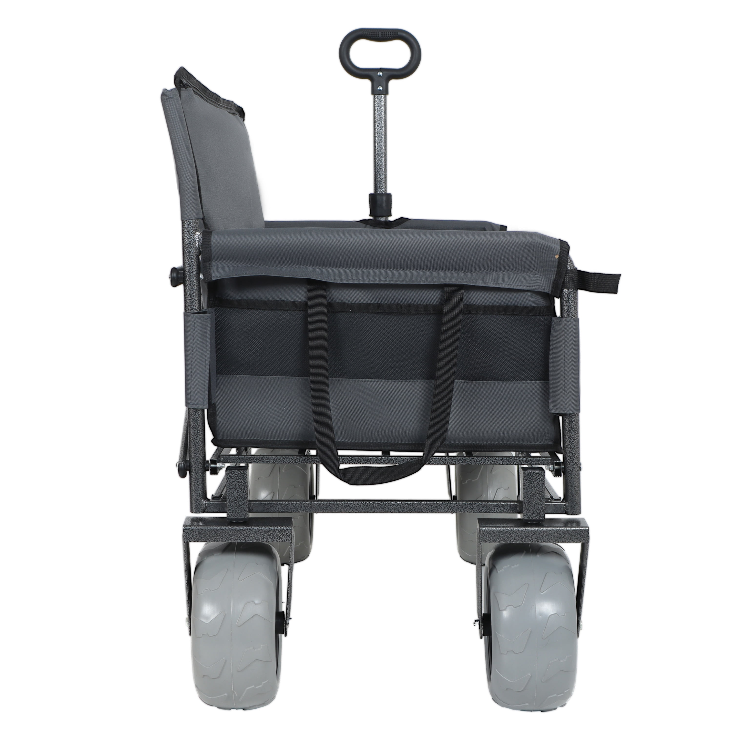 3-in-1 Folding Wagon with Bench Seat – 500lbs Capacity, 9"x4" Beach Tires for Camping & Beach,
