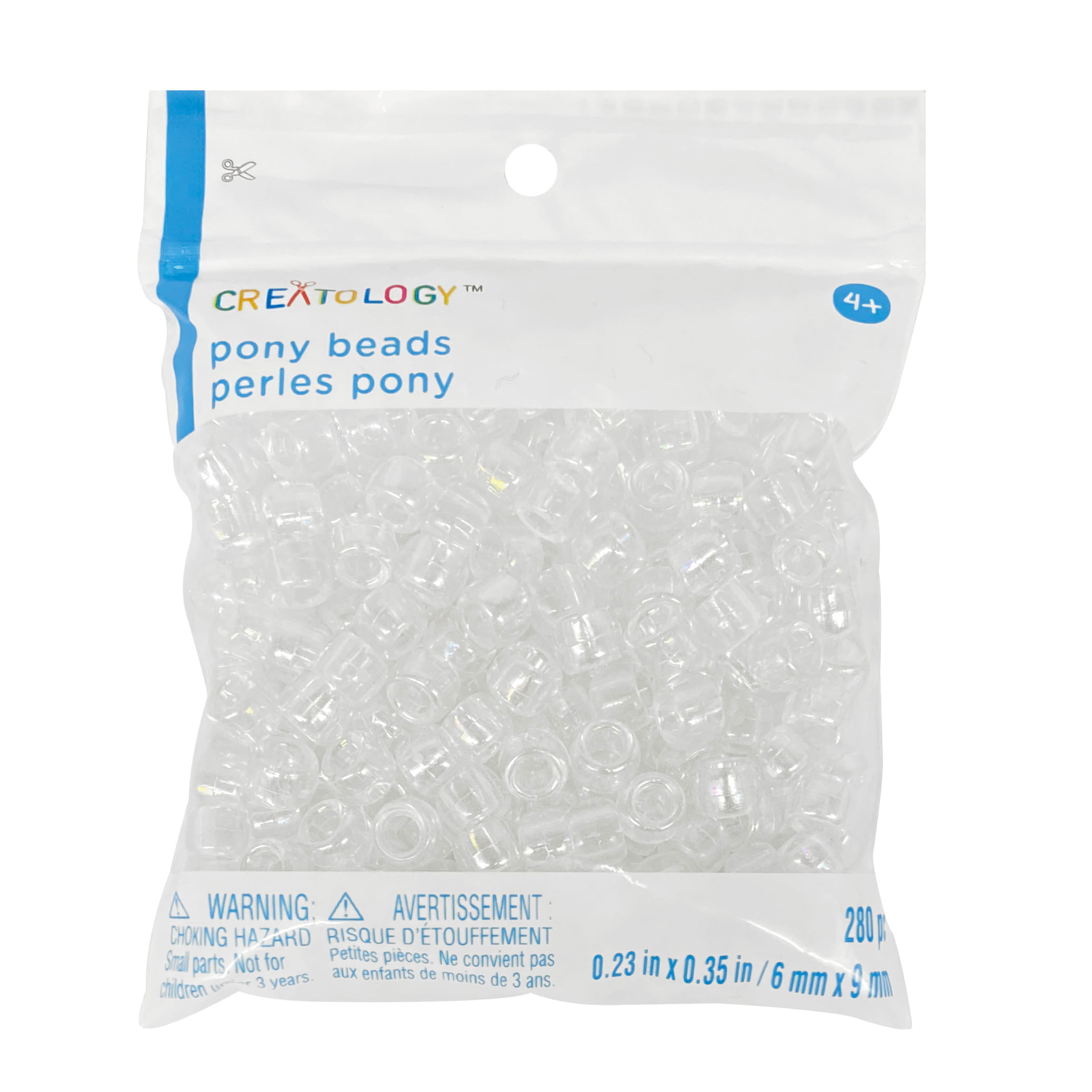 12 Packs: 280 ct. (3,360 total) Crystal Aurora Borealis Pony Beads by Creatology - 6mm x 9mm