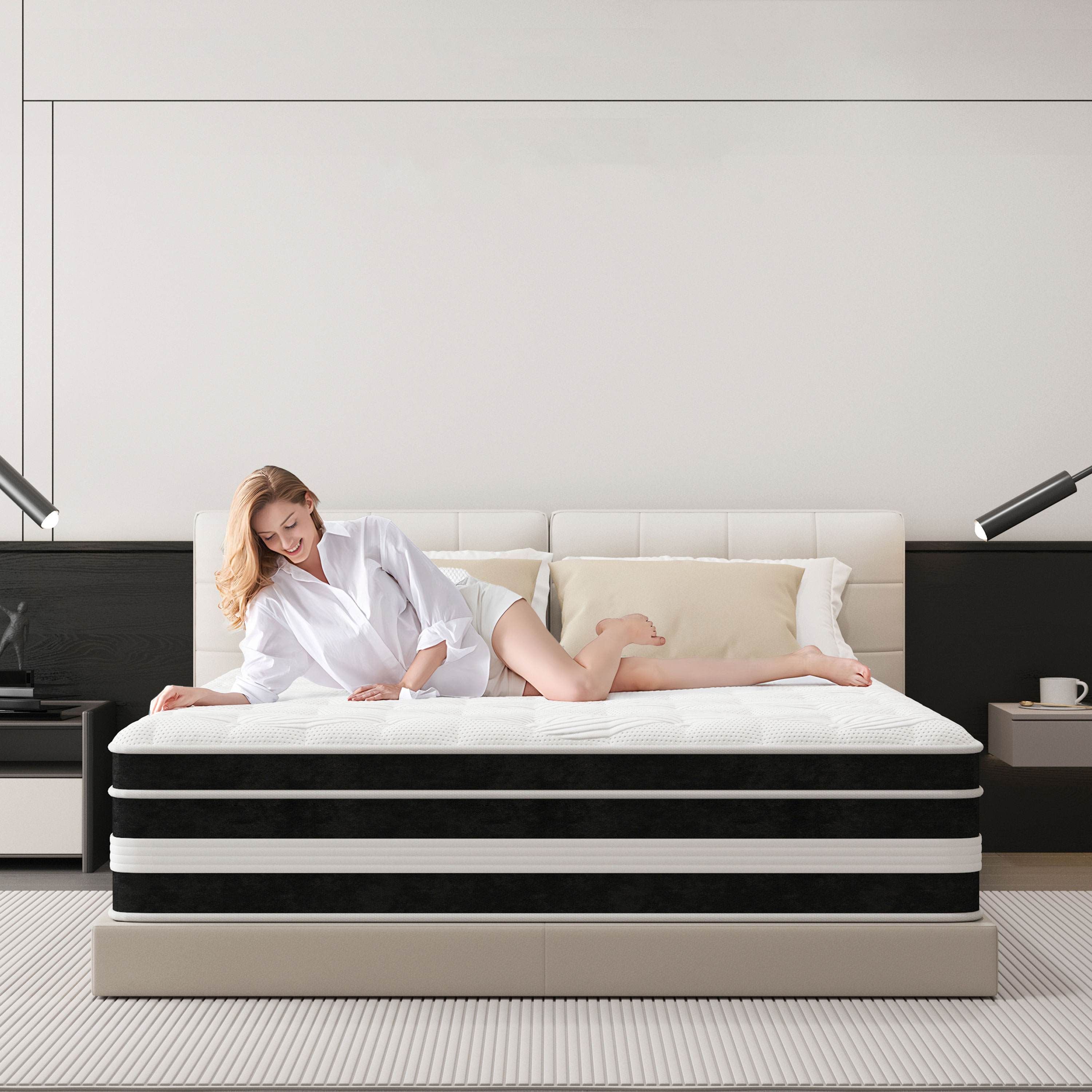 Fvcklrae 12 inch King Mattress,Gel Memory Foam & Spring Hybrid Medium Comfort King Size in a Box , Pressure Relief, Motion Isolation,CertiPUR-US