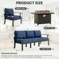 thumbnail image 4 of ALAULM 8-Seat Aluminum Outdoor Patio Furniture Set with Propane Fire Pit Table & 5.1" Thick Cushions, Brown/Navy Blue, 4 of 6