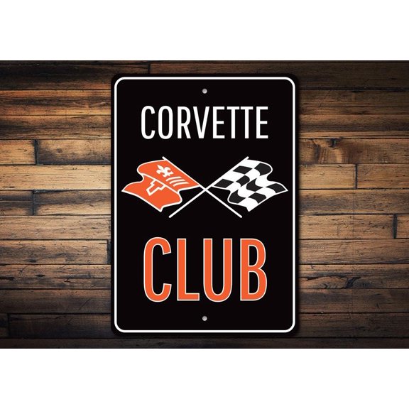 Corvette Club Novelty Sign, Metal Wall Decor - 10x14 inches