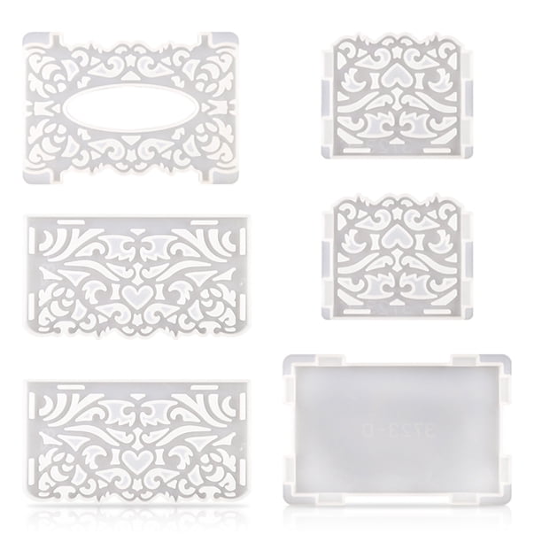 Molde de caja de pañuelos, moldes de fundición de epoxi hechos a mano, artesanías de bricolaje, caja de papel para toallas, herramienta de modelado, suministros para el hogar de escritorio Rectangular Inevent HA009902-01