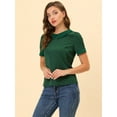 thumbnail image 2 of DARING DIVA Women's Peter Pan Collar Polka Dots Short Sleeve Tops L Green, 2 of 6