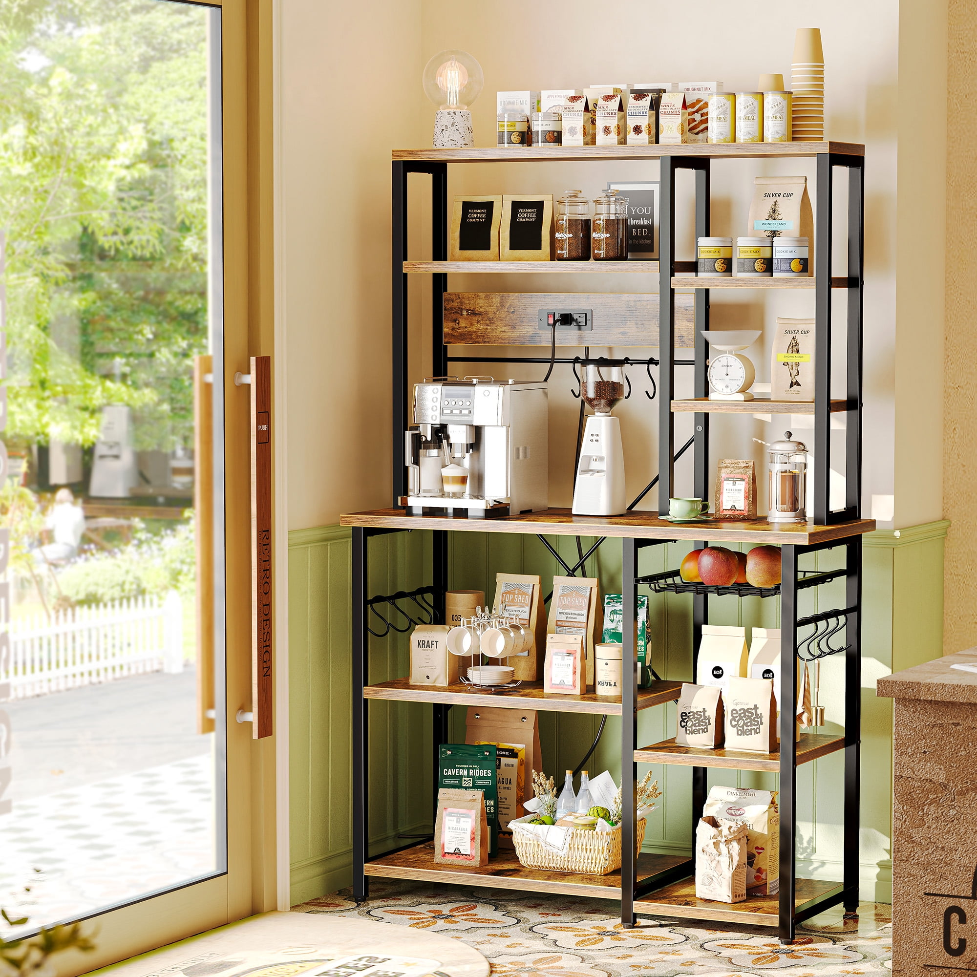 園芸 インテリア ポット レーニ 14 4個セット 40141 （代引き不可） p40 SUPERJARE Large Bakers Rack with Power Outlets, 6 Tier Microwave