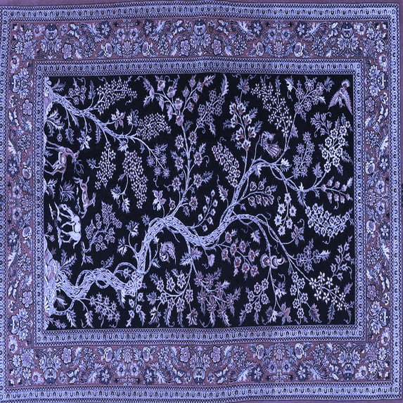 Ahgly Company Machine Washable Indoor Square Persian Blue Traditional Area Rugs, 6' Square