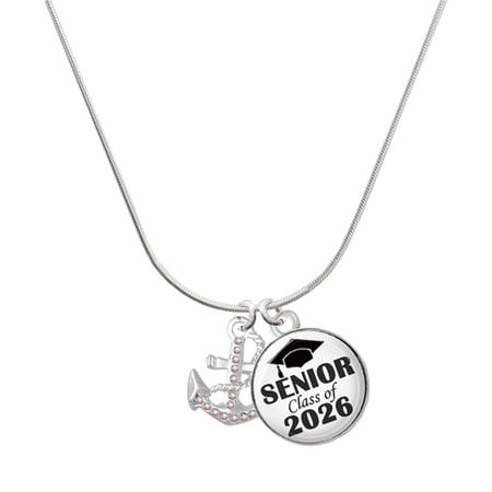 Delight Jewelry Silver-tone AB Crystal Anchor – Silvertone Senior Class of 2026 Dome Necklace 18 Delight Jewelry Silver-tone AB Crystal Anchor – Silvertone Senior Class of 2026 Dome Necklace 18