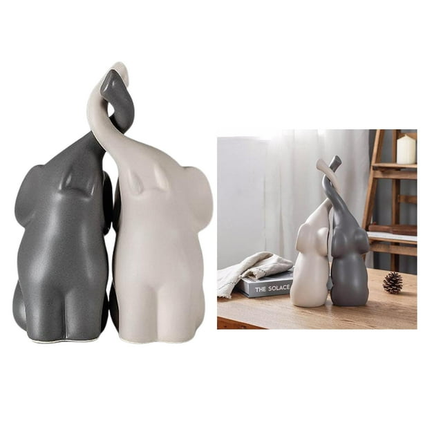 Gris Y Blanco, Figuras de Cerámica, Arte de Pie, Artesanía, Decoración Del Hogar , Gris blanco, METRO perfecl Elefante Escultura Moderna