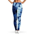 thumbnail image 2 of Blue Japanese Wave Pattern Print Leggings, Art Anime Sexy Yoga Leggings For Women., 2 of 5