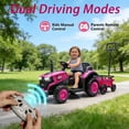 thumbnail image 4 of iRerts 12V Ride on Tractor with Detachable Garden Cart, Kids Ride on Toys with Remote Control, Bluetooth, Music, Radio, Battery Powered Electric Cars Tractor for Kids Boys Girls, Magenta, 4 of 9