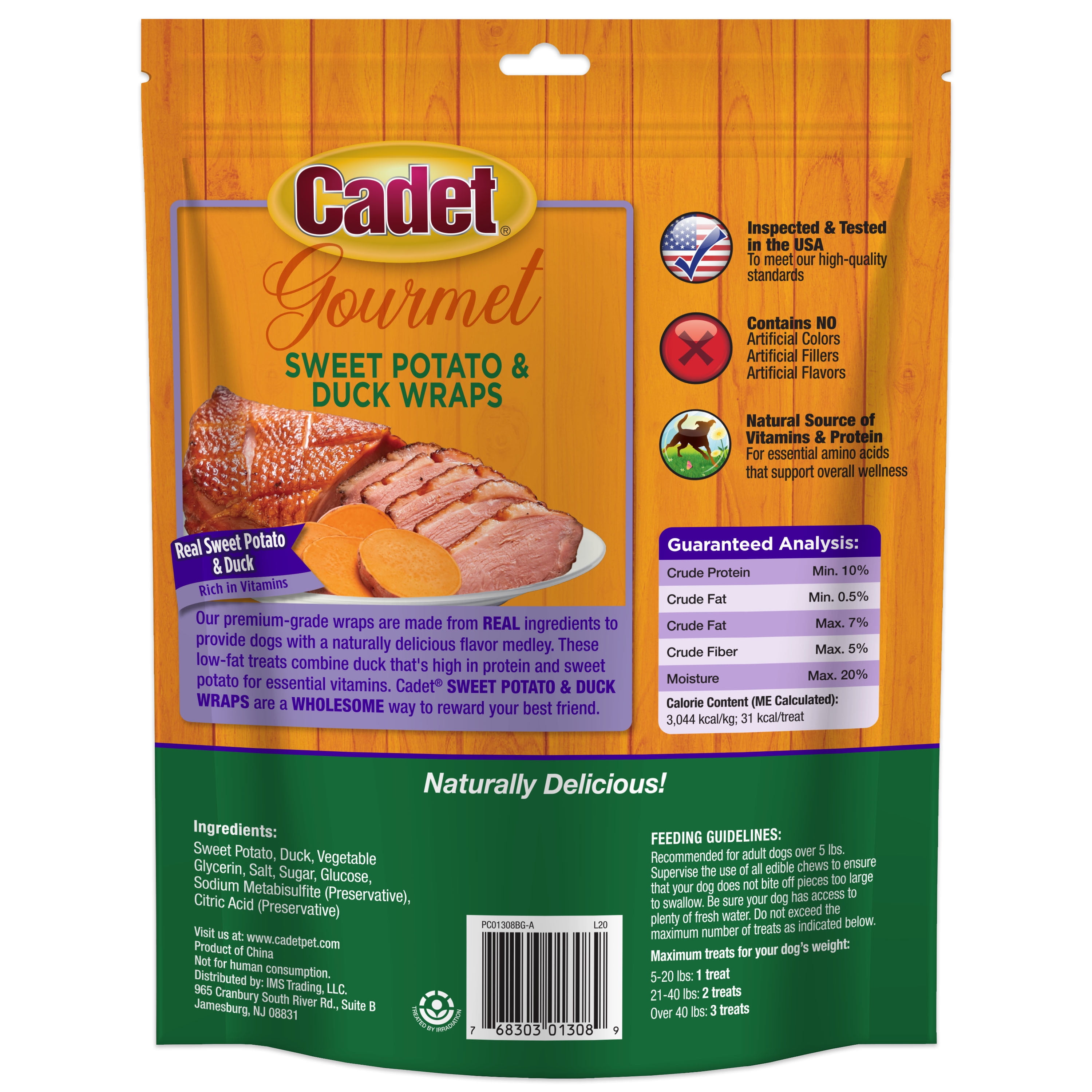 (6 pack) Cadet Gourmet Sweet Potato & Duck Wrapped Dog Chew Treats Wraps,  14oz