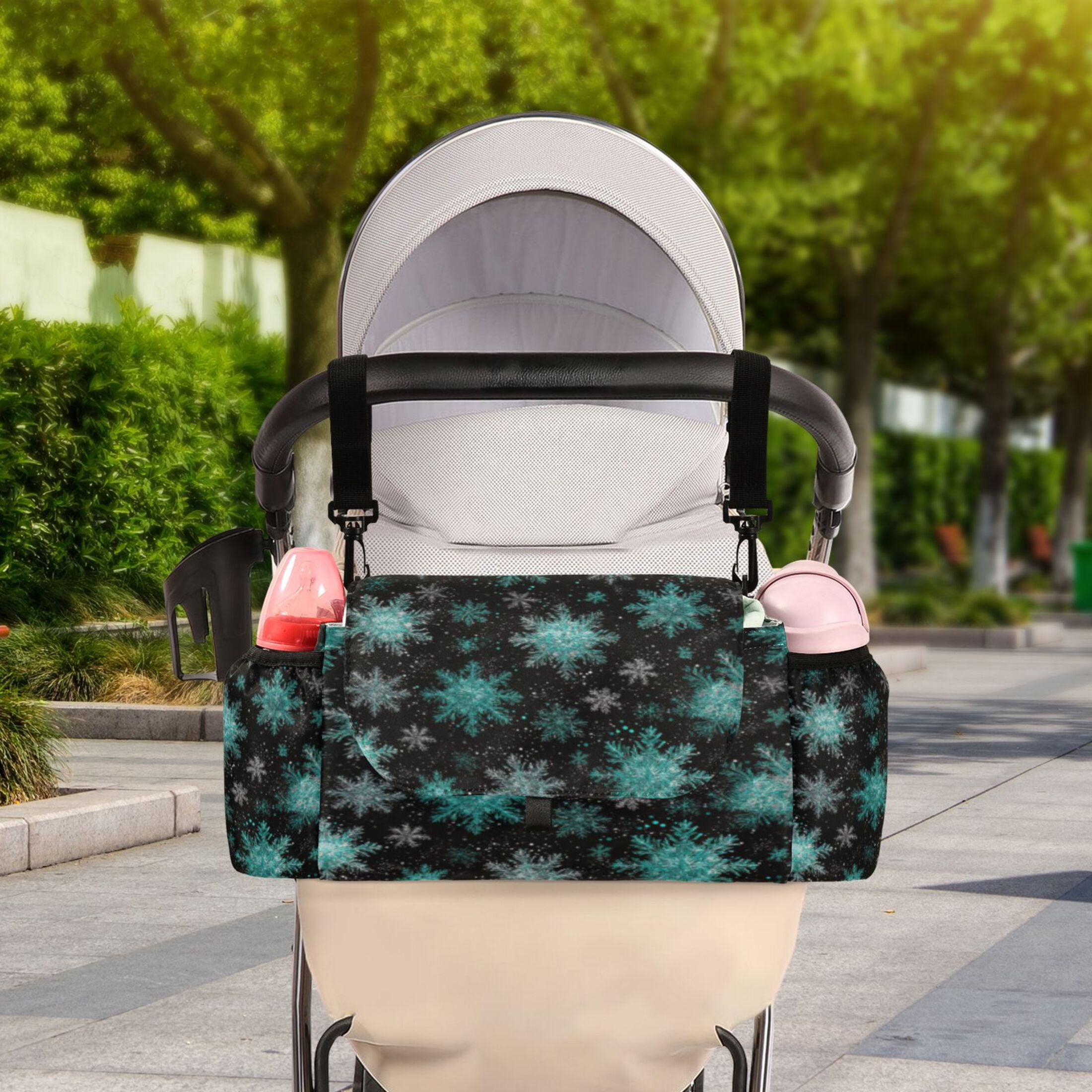 DIXRUYEE Stroller Organizer Snowteal Printed