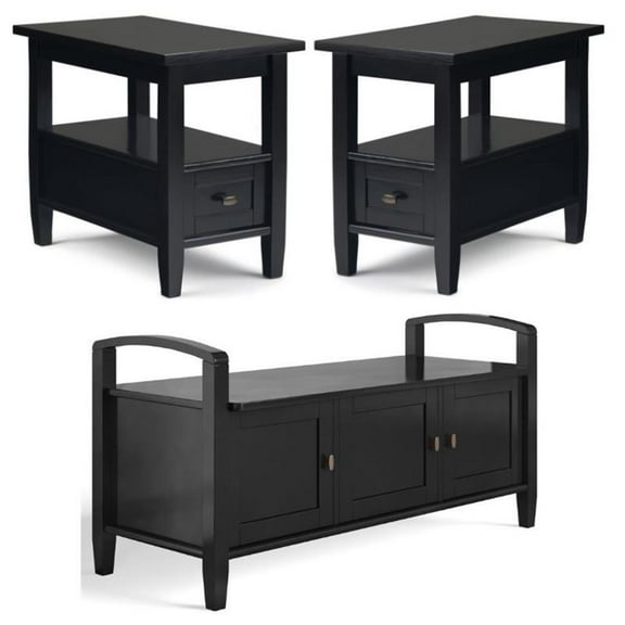 Home Square 3-Piece Set with 44" Entryway Bench and 2 14" Narrow Side Tables