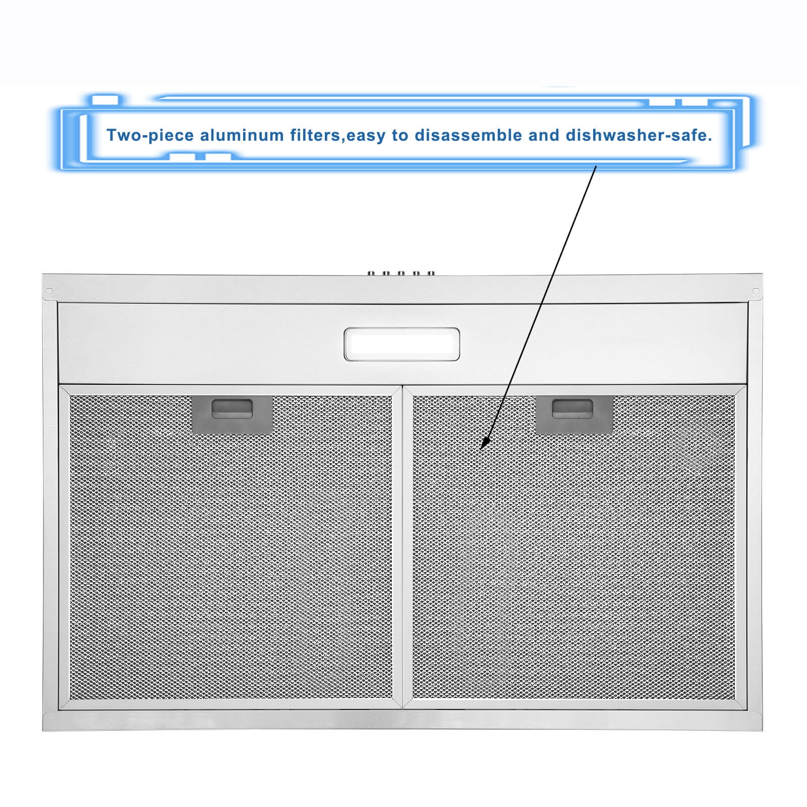 Range Hood 30-inch Under Cabinet Vent Hood 230 CFM Kitchen Hood Stainless Steel 3-Speed