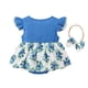 thumbnail image 3 of Gibobby Mameluco polar Vestido de bebé Floral de algodón y lino para niñas, mono de verano, mono con para niñas pequeñas y mono(Azul, 0-6 Meses), 3 of 5