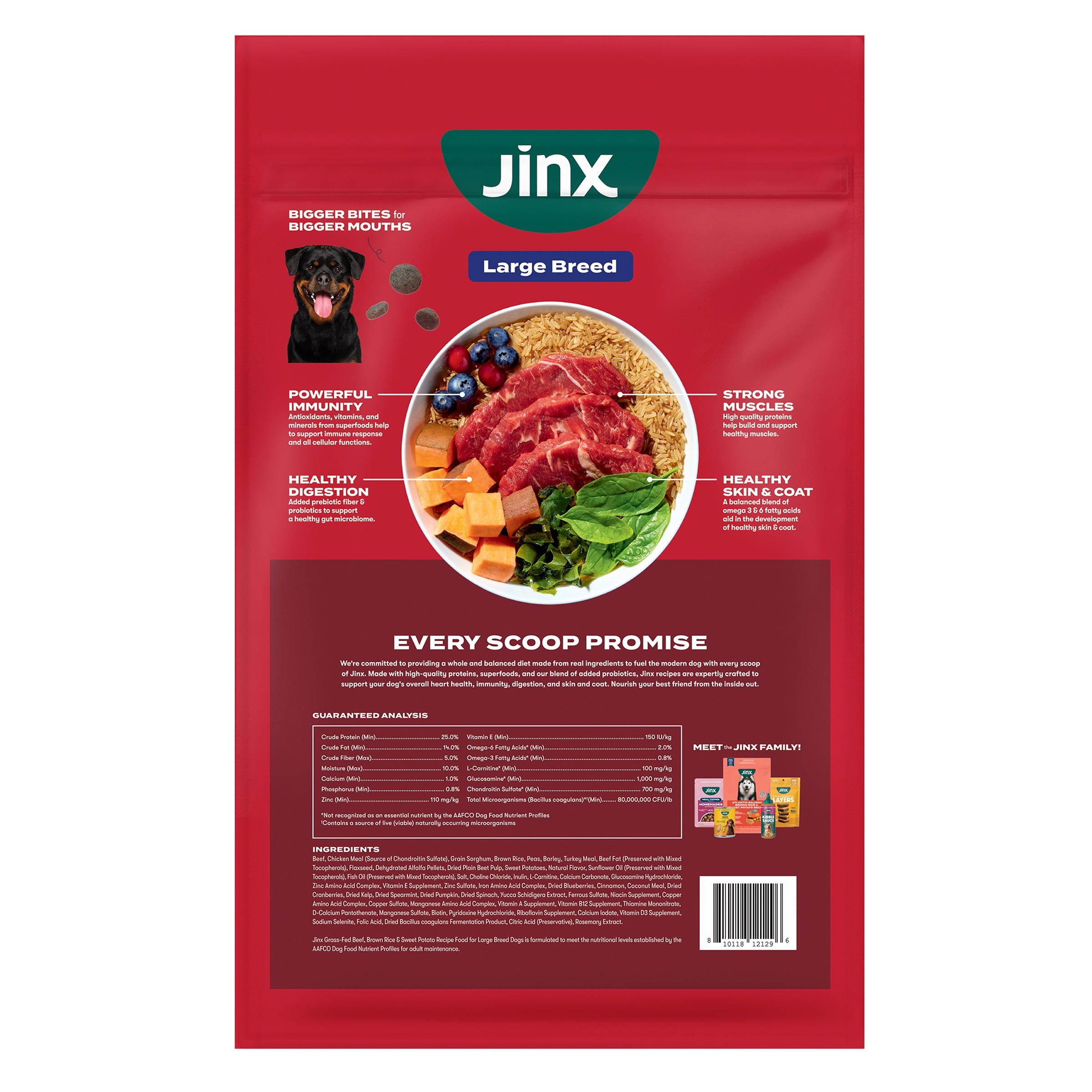 Jinx Large Breed Beef, Brown Rice, Sweet Potato Kibble, 11.5 lb