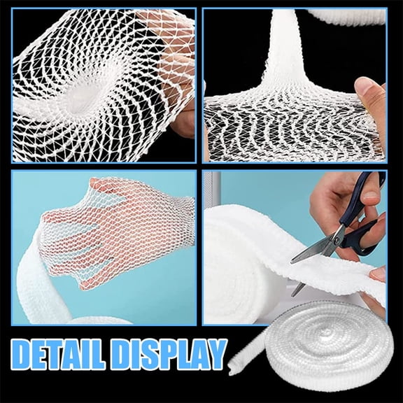 5 Rolls Tubular Bandage Elastic Net Bandages 2M Tubular Gauze Breathable Wound Dressing Wrap Retainer Stretch Bandage Support for Fingers Toes, White