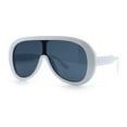 thumbnail image 4 of Bold Oversized Shield Thick Plastic Retro Racer Fashion Sunglasses White - Black, 4 of 8