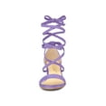 thumbnail image 6 of BLISSFUL STEP Women's Shoes Lace-Up Chunky Heel Open Toe Cross Strap Sandals Purple 5, 6 of 7