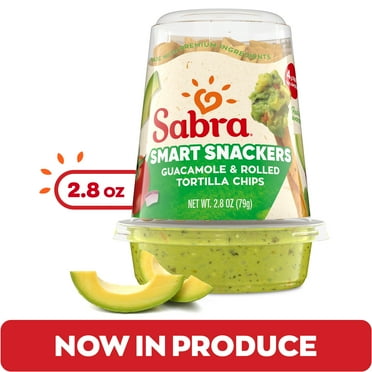 Sabra Smart Snackers Classic Fresh Guacamole Dip with Rolled Tortilla Chips, Non-GMO, Gluten Free, Chunky On-the-Go Guac, 2.8oz Cup (1 Count)