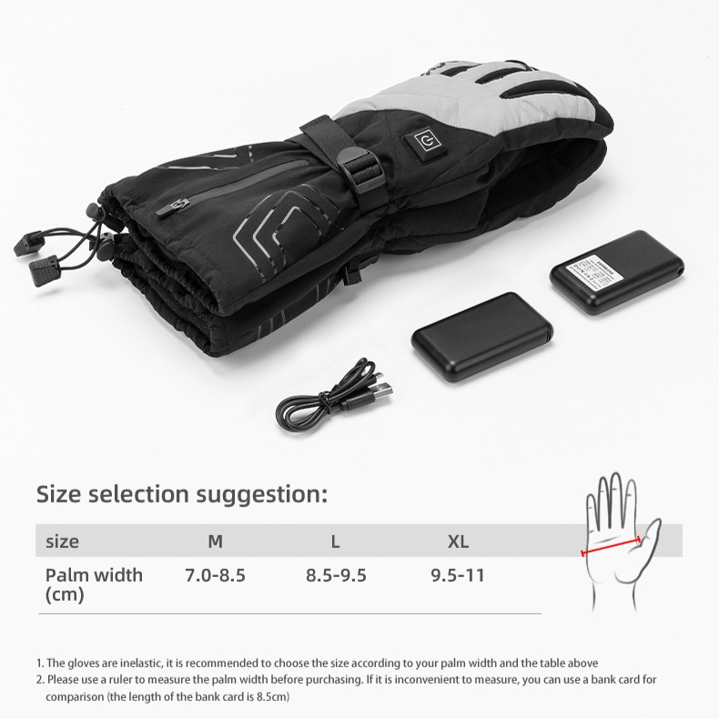 ROCKBROS Electric Heated Bike Gloves Winter Ski Gloves Motorcycle Full Gloves 4000mAh Rechargeable Battery Thermal Mittens Gloves Men