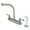 Nickel, variant on Kingston KB711AL Victorian Two-Handle 4-Hole 8" Centerset Kitchen Faucet with Side Sprayer in Polished Chrome