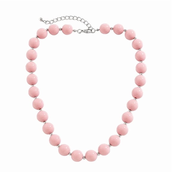 DESIGNICE 2026 New Clavicle Chain Fashion Pink Acrylic Beaded Charm Necklace Jewelry for Daily Wear, Casual Outfits, Summer Styling, Gift Giving