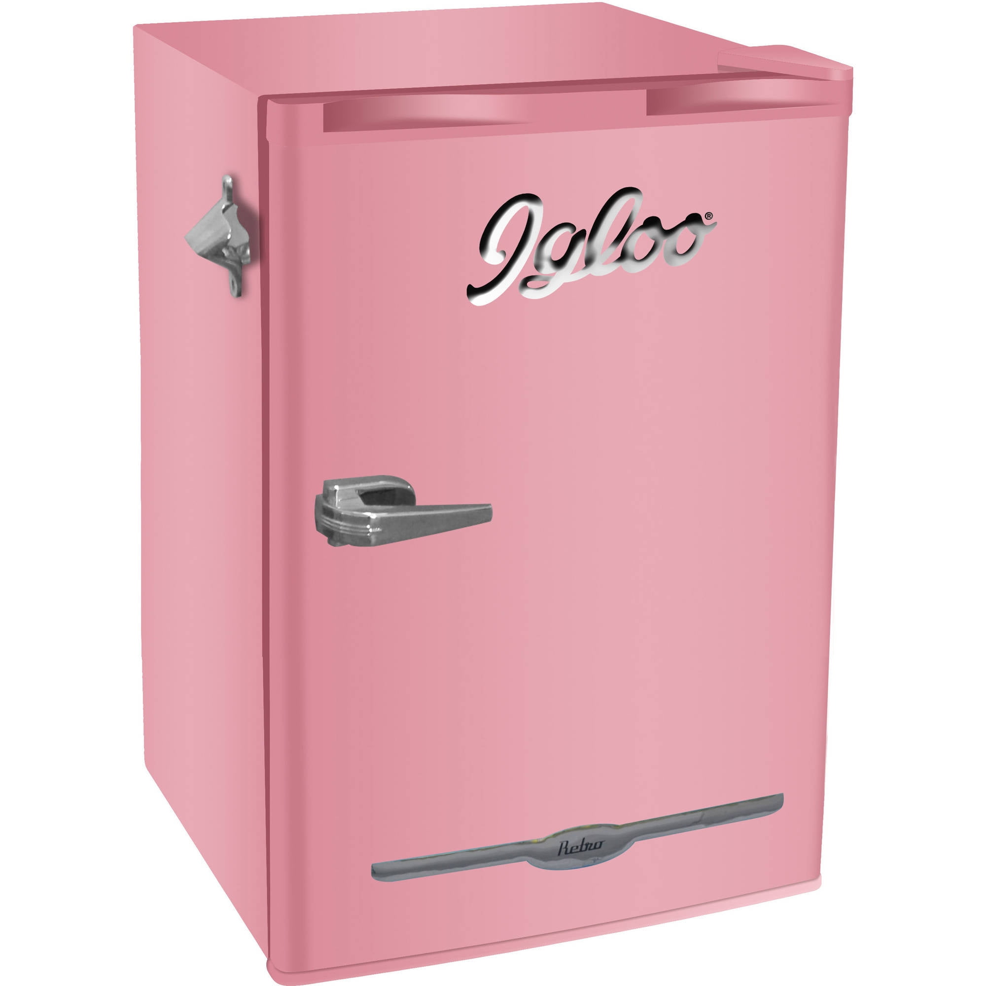 IGLOO 3.2 cu ft Retro Bar Fridge with Side Bottle Opener, Pink