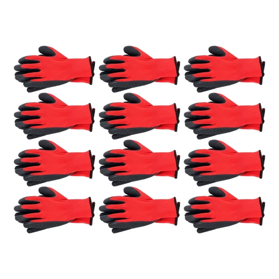 findmall Crinkle Latex Rubber Hand Coated Safety Work Gloves M-Size 12 Pairs Pack