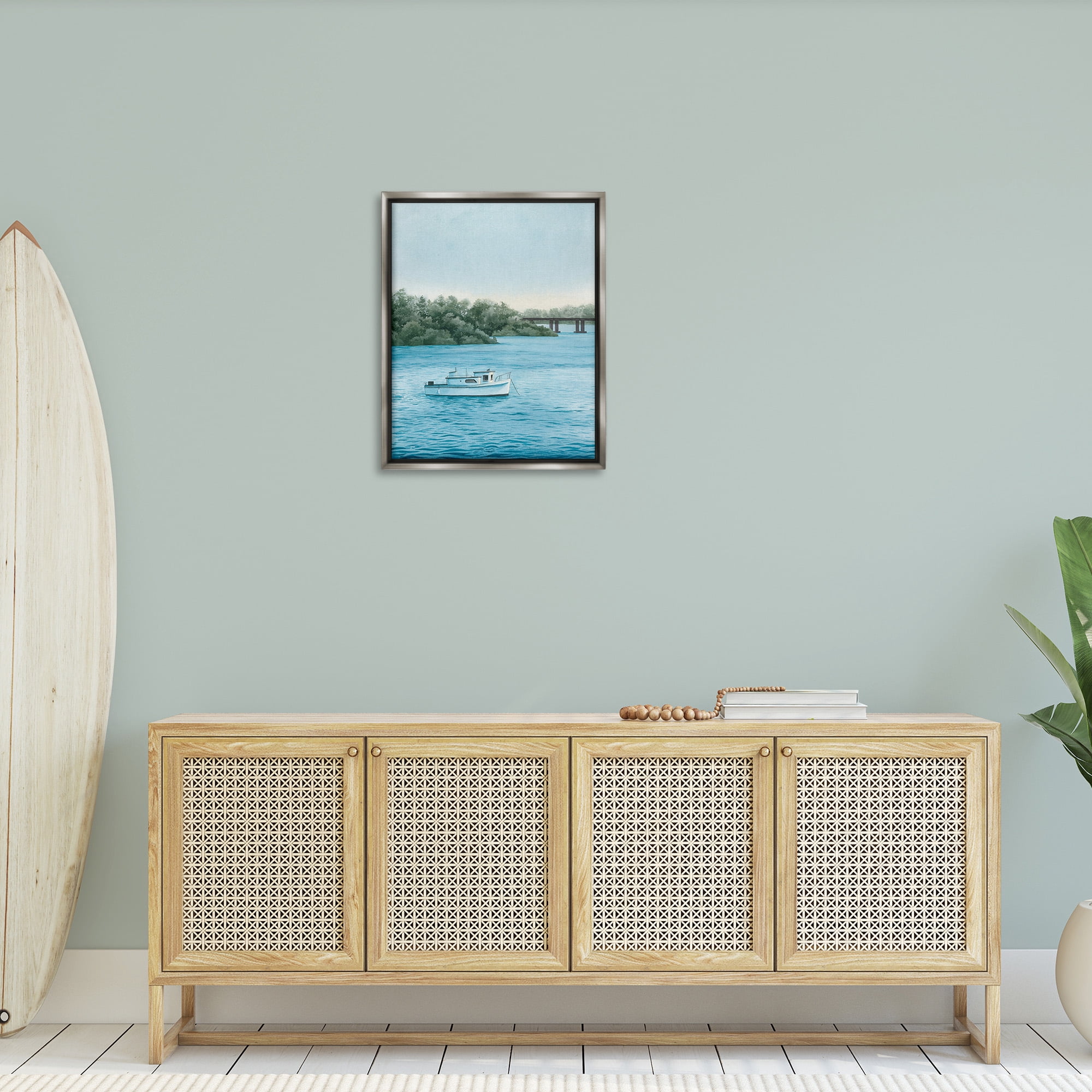 Stupell Industries Traditional Boating Seascape Transportation Photography Gray Floater Framed Canvas Art Print Wall Art, 25 x 31