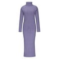 thumbnail image 4 of Womens 2 Piece Outfits Long Sleeve Bodycon Knit Crop Top Loose Wide Leg Pant V-Neck Top Bell Bottom Loungewear Sets (Purple 4XL), 4 of 6