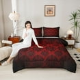 thumbnail image 6 of jejeloiu Damask Print Full Size Comforter Sets,Gothic Flower Bedding Comforter Set,Black Red Bedding Sets,Breathable Bedroom Decorative Reversible,3-Piece, 6 of 8