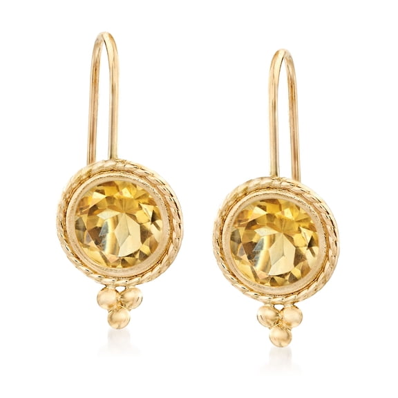 Ross-Simons 1.40 ct. t.w. Citrine Drop Earrings in 14kt Yellow Gold, Women's, Adult