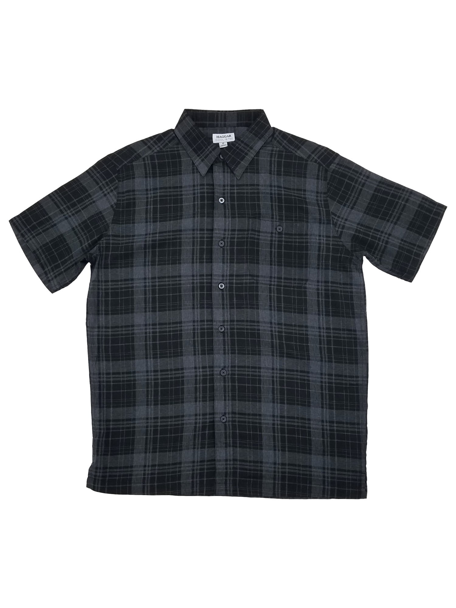 Haggar Mens Black \u0026 Gray Plaid Cool 18 