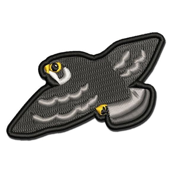 Soaring Peregrine Falcon Bird of Prey Applique Multi-Color Embroidered Iron-On Patch - 2.5 Inch Small