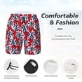 thumbnail image 3 of Yiaed Palm Tree Pattern on Red Print Mens Swim Trunks Bathing Suit Compression Liner Beach Swim Shorts Swimwear Quick Dry Zipper Pocket No-Chafing Board Short-3X-Large, 3 of 6