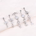 thumbnail image 3 of Briana Williams Dangling Silver CZ Stainless Steel Belly Button Piercing Ring, 0.39 in, 5 Piece, 3 of 7