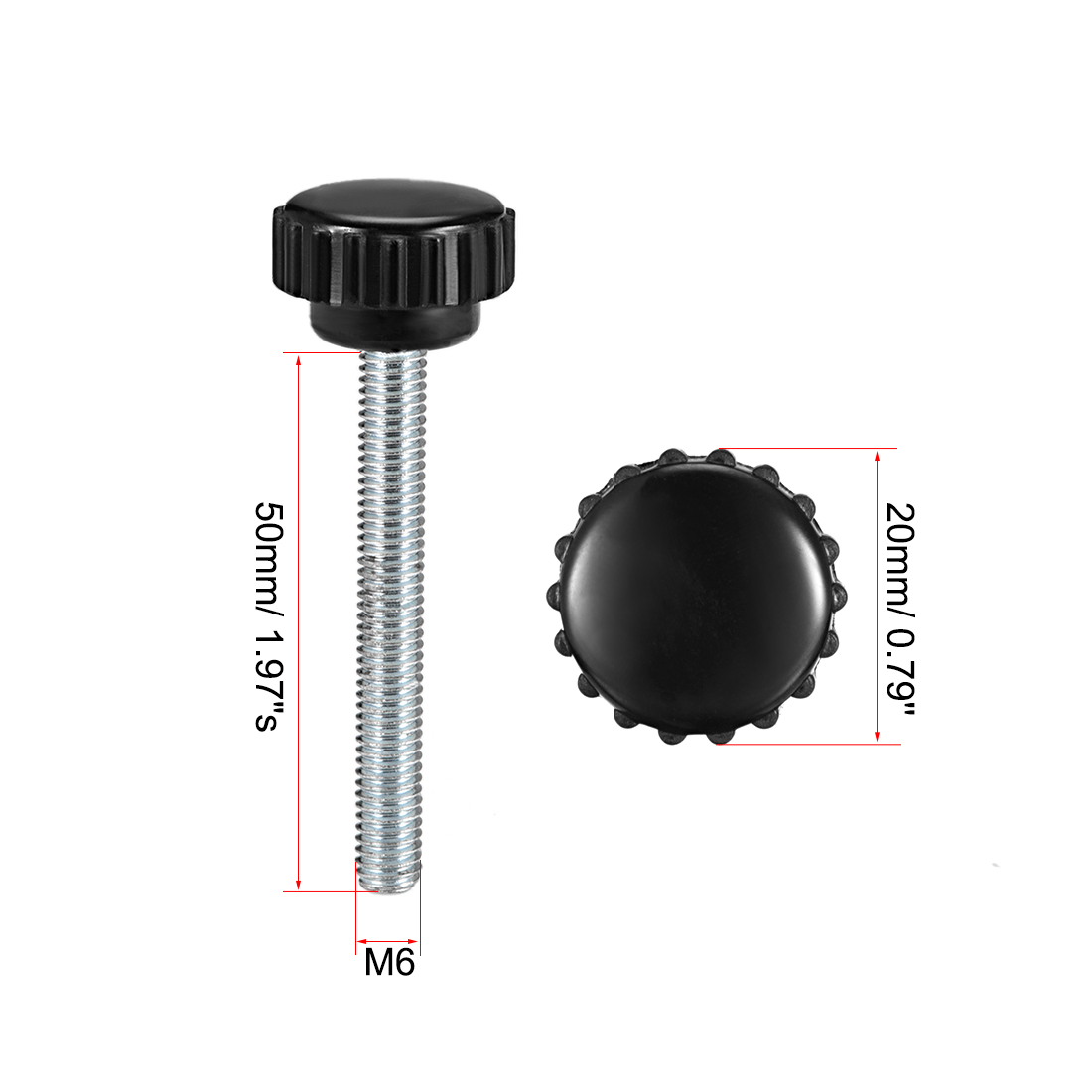 Unique Bargains Knurled Clamping Knobs Male Thread Thumb Screw Round Head M6 x 50mm