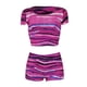 thumbnail image 5 of SAYOO Blusa de manga corta impresa a rayas y shorts ajustados elásticos SAYOO moda, 5 of 8