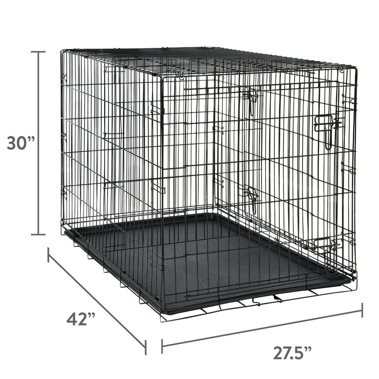 Vibrant Life Double Door Metal Wire 42" Dog Crate, Leak-Proof Pan and Divider for Dogs Upto 90 lb