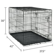 Vibrant Life Wire Dog Crate, Double-Door, Divider and Leak-Proof Tray, Metal, Foldable, Durable, Black, 42