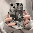 thumbnail image 2 of 3D Pleated Love Heart Mirror Silver Plated Soft  for iPhone Case (Silver,iPhone 14), 2 of 6