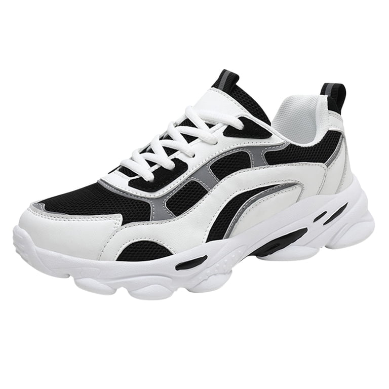 XIAQUJ Women Lace up Running Shoes Sports Shoes White 