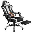 thumbnail image 4 of Yaheetech Reclining Gaming Chair with Folding Footrest and Massage Lumbar Pillow, Black/White, 4 of 9