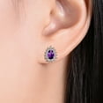 thumbnail image 5 of RYLOS Women's 14K White Gold Birthstone Set: Ring, Earring & Pendant Necklace. Gemstone & Diamonds, 6X4MM Amethyst February Birthstone. Perfectly Matching Gold Jewelry, Size 6, 5 of 6