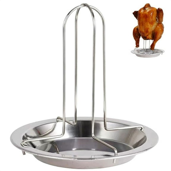 1Pack Vertical Chicken Roasters Racks,Turkey Grill Stand Holder,Stainless Steel Duck Roaster Rack,Non Stick Turkey Smoker,with Roasting Drip Pan,for Christmas Thanksgiving