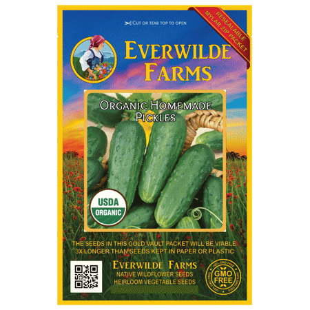 Organic Seeds Cucumber Everwilde Farms - 50 Organic Homemade Pickles Cucumber Seeds - Gold Vault Jumbo Bulk Seed Packet ()