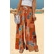 thumbnail image 4 of Pantalones Mujer Pantalones casuales estampados florales Cordón Pantalones de pierna ancha Suave para el trabajo (Naranja XXL) Ygjytge para Mujer Naranja T M, 4 of 6