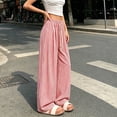 thumbnail image 5 of PBFRDSJ Y2K Striped Wide Leg Pants for Women Baggy Elastic Waist Drawstring Palazzo Pants Casual Vacation Flowy Clothes Free Sizes, 5 of 6