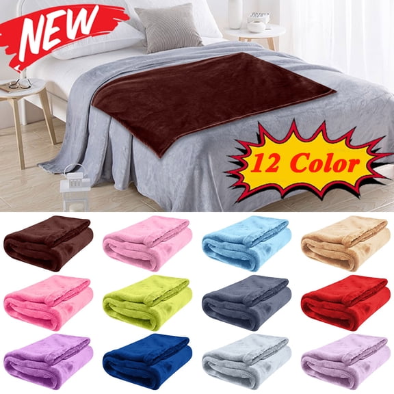 KOYPTL All-Season Flannel Fleece Blanket for Bedroom Ultra Soft Plush Blanket for Sofa Bedding,100% Microfiber Polyester Solid Color