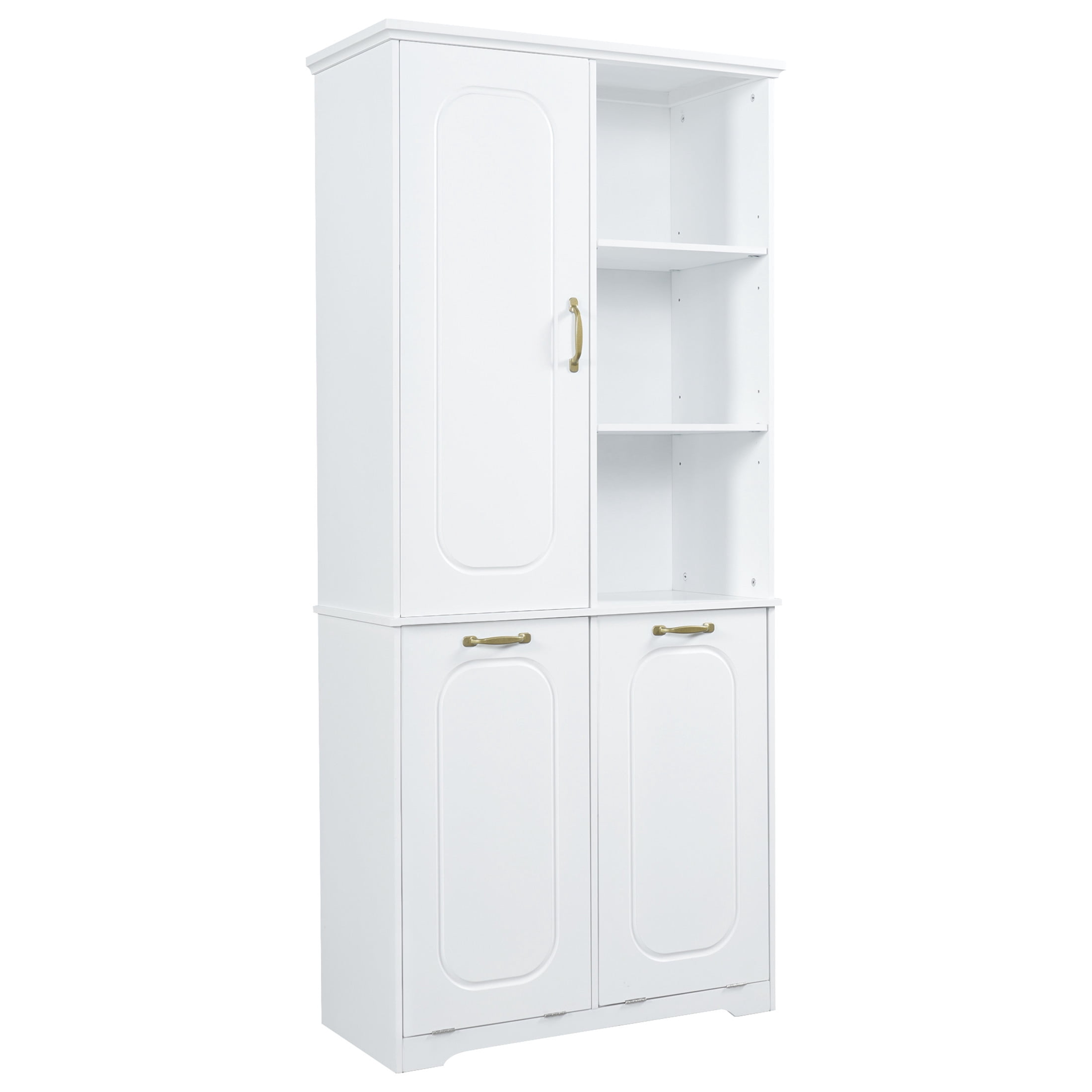 Christopher Knight Home 68" Tall Storage Cabinet with Tilt-Out Hampers, Adjustable Shelves, White